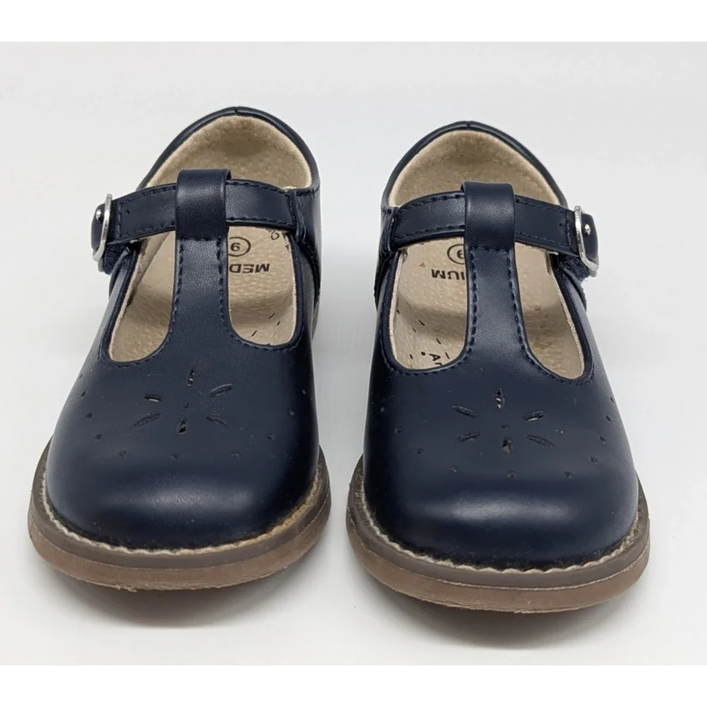 Footmates Sherry Mary Jane Toddler Shoes Sz 9 Medium T Strap Navy Blue Leather